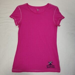 Alo Bitter End Yacht Club T-Shirt Women Size S Pink Lyocell Bamboo Cotton Blend